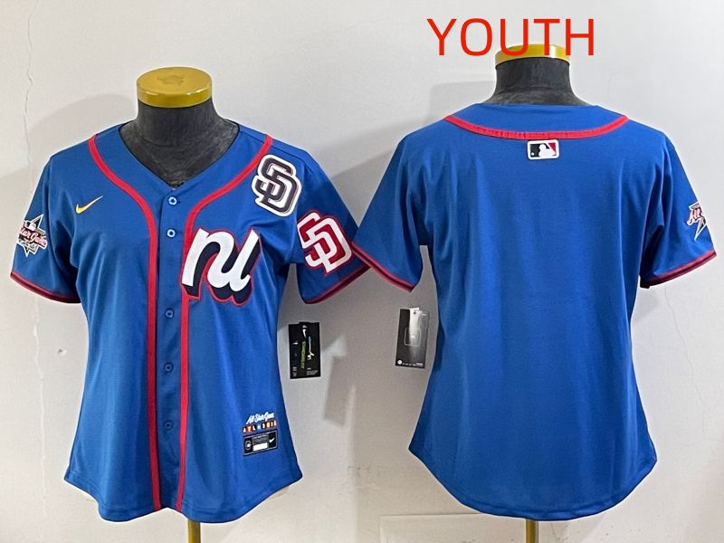 Youth 2025 San Diego Padres Blank Blue All star Nike MLB Jersey style 02->women mlb jersey->Women Jersey